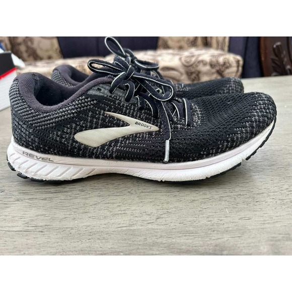 Brooks Shoes - Brooks Revel 3 Womens Running Shoes Black White Knit 1203021B012 Size 9 Medium B